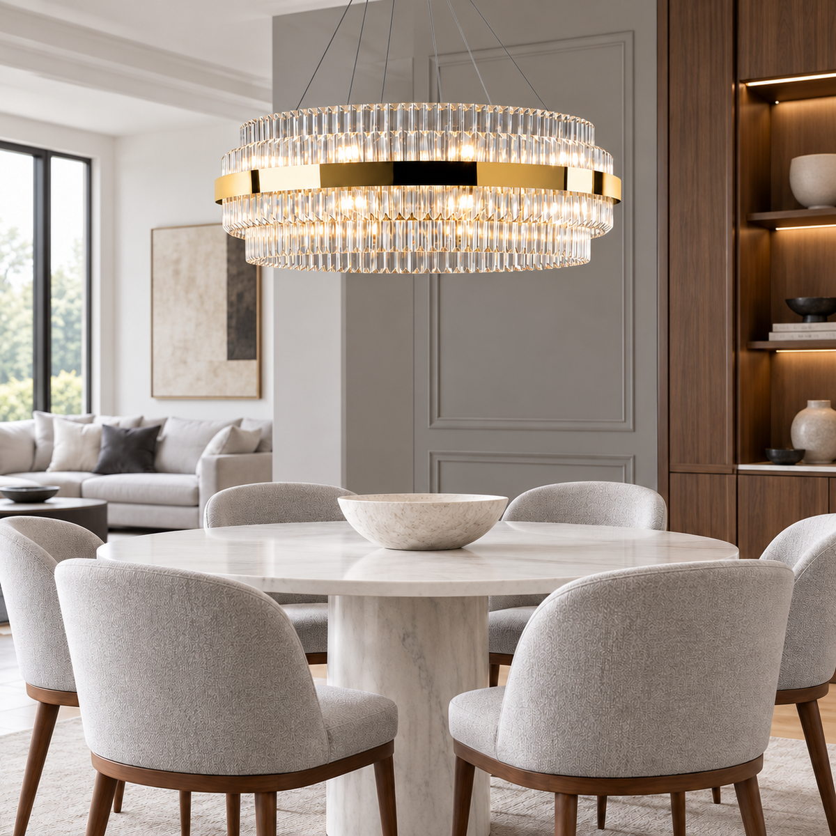 Люстри підвісні золоті D-80 cm / D-100 cm Gold Crystal 250617-100005079
