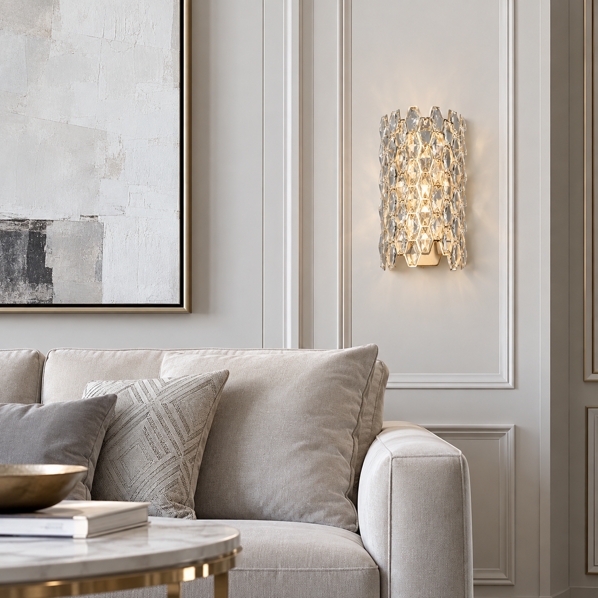 Світильник настінний золотий з кришталевим плафоном H - 30,3 cm Led 18W Gold Crystal Coliseum 260935-100009040