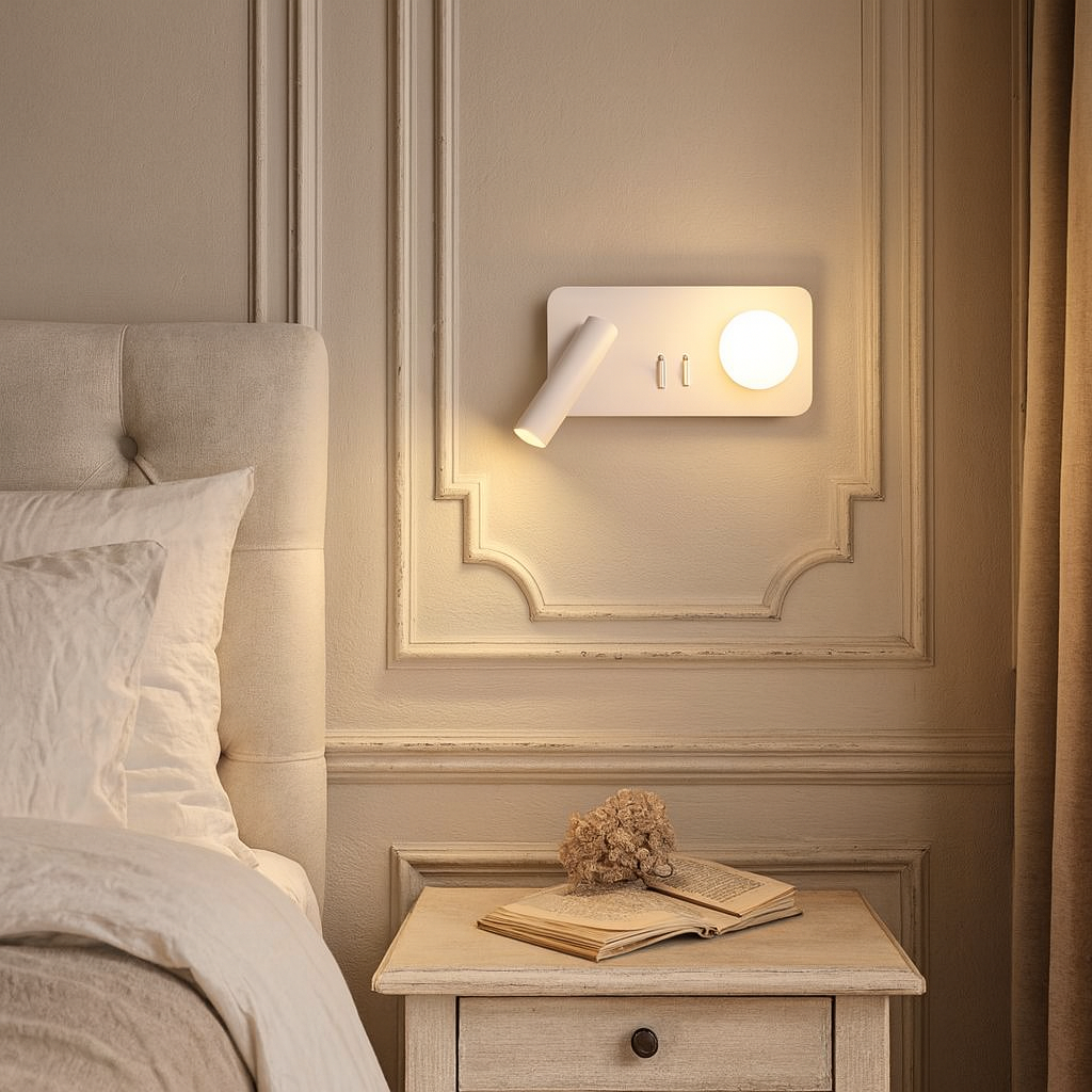 Настінний світильник білий зі спотом лівий L-20 cm Led 4,9W White Tube Bollo 250818-100005776