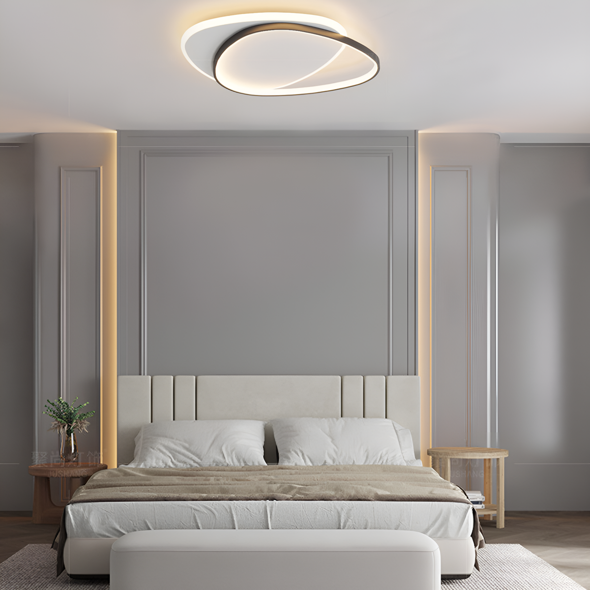 Стельовий світлодіодний світильник з пультом Geometry White + Black 42W LED 250431-100004654