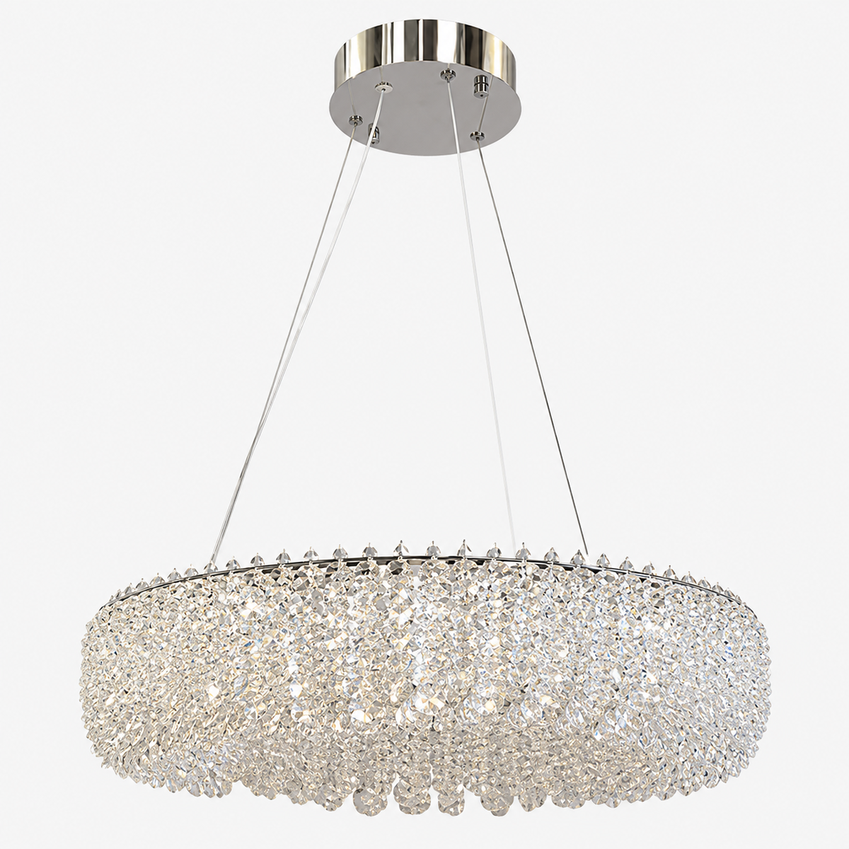 Люстри срібні підвісні D - 50 cm / 60 cm / 80 cm Led 65W / 75W / 103W Chrome Win Crystal 260935-100009042