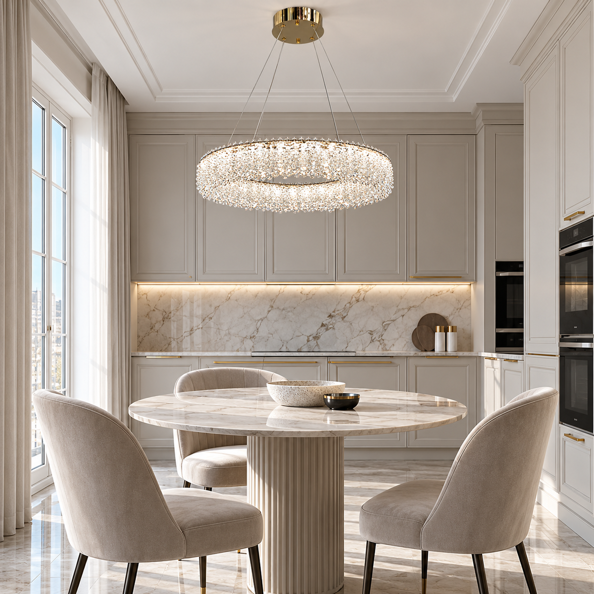 Люстри золоті підвісні D - 60 cm / 80 cm Led 75W / 103W Gold Win Crystal 260935-100009043