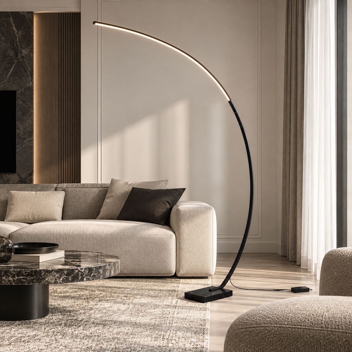 Торшер чорний дугообразний H-180 cm Led 18W 3000K Black Bow 260995-100009046