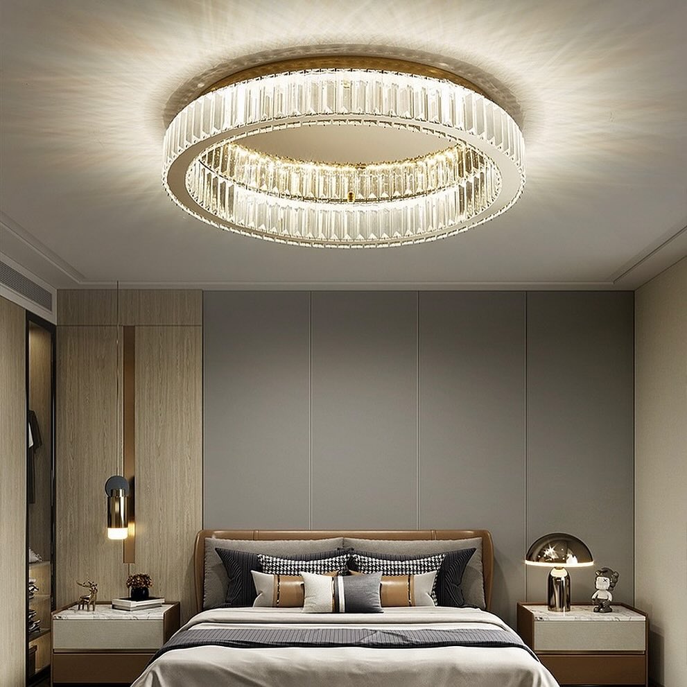 Люстра стельова H-12 cm D-40 cm / D-60 cm / D-80 cm / D-100 cm Chrome / Gold Crystals Circle 240522-100003279