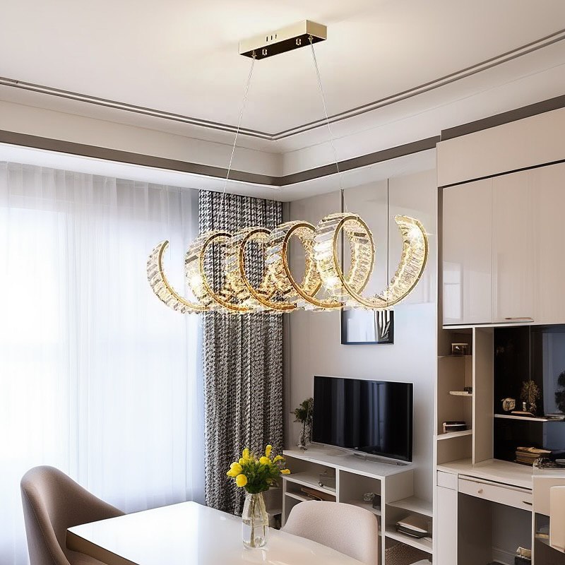Підвісна люстра L-100 cm Led 80W 3000K 4000K 6000K Gold Crystal Diamond 241222-100004009
