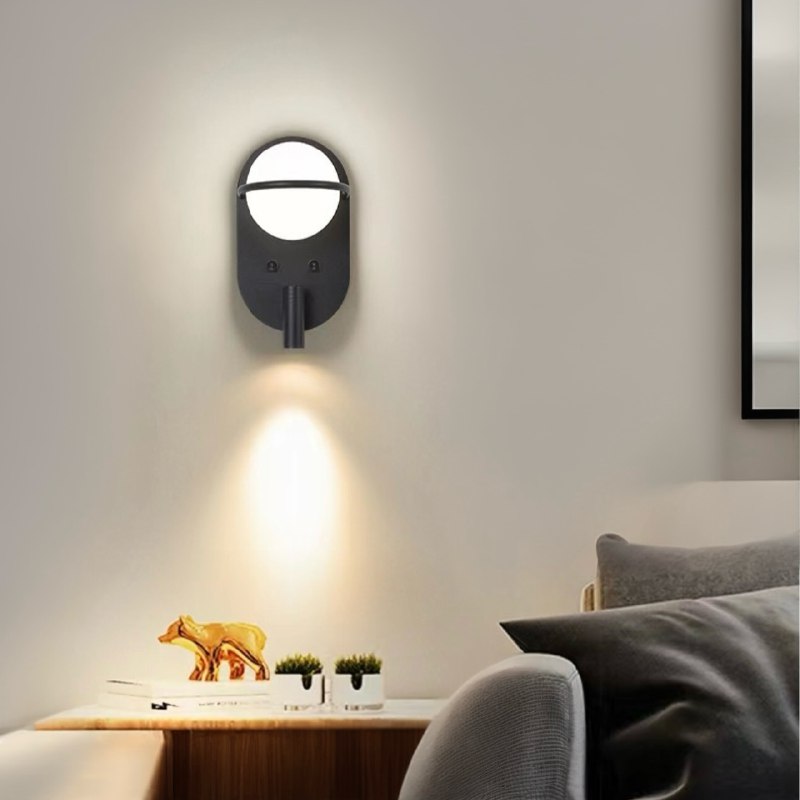 Настінний світильник з вимикачем на корпусі Merry bollo black H190 Led 4.5W 3000K 4000K 6000K Black + White 241218-100004015