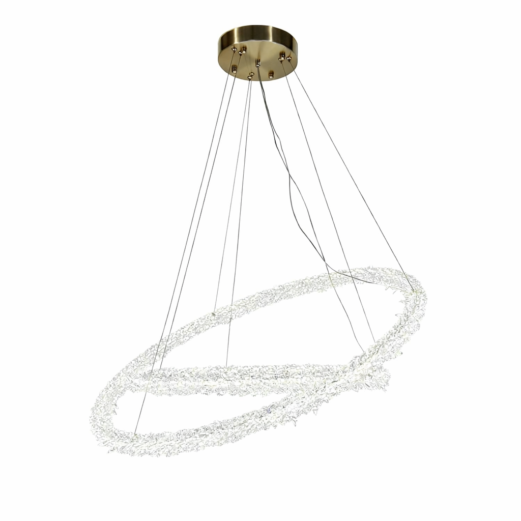 Люстри з подвійними кільцями D-40+60 / D-60+80 cm Led 4000К Gold Frost Clear Crystal 260118-100007232