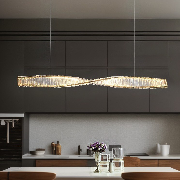 Підвісний світильник L-100 cm Led 54W 3000K 4000K 6000K Gold Diamond line Crystal 241122-100003968