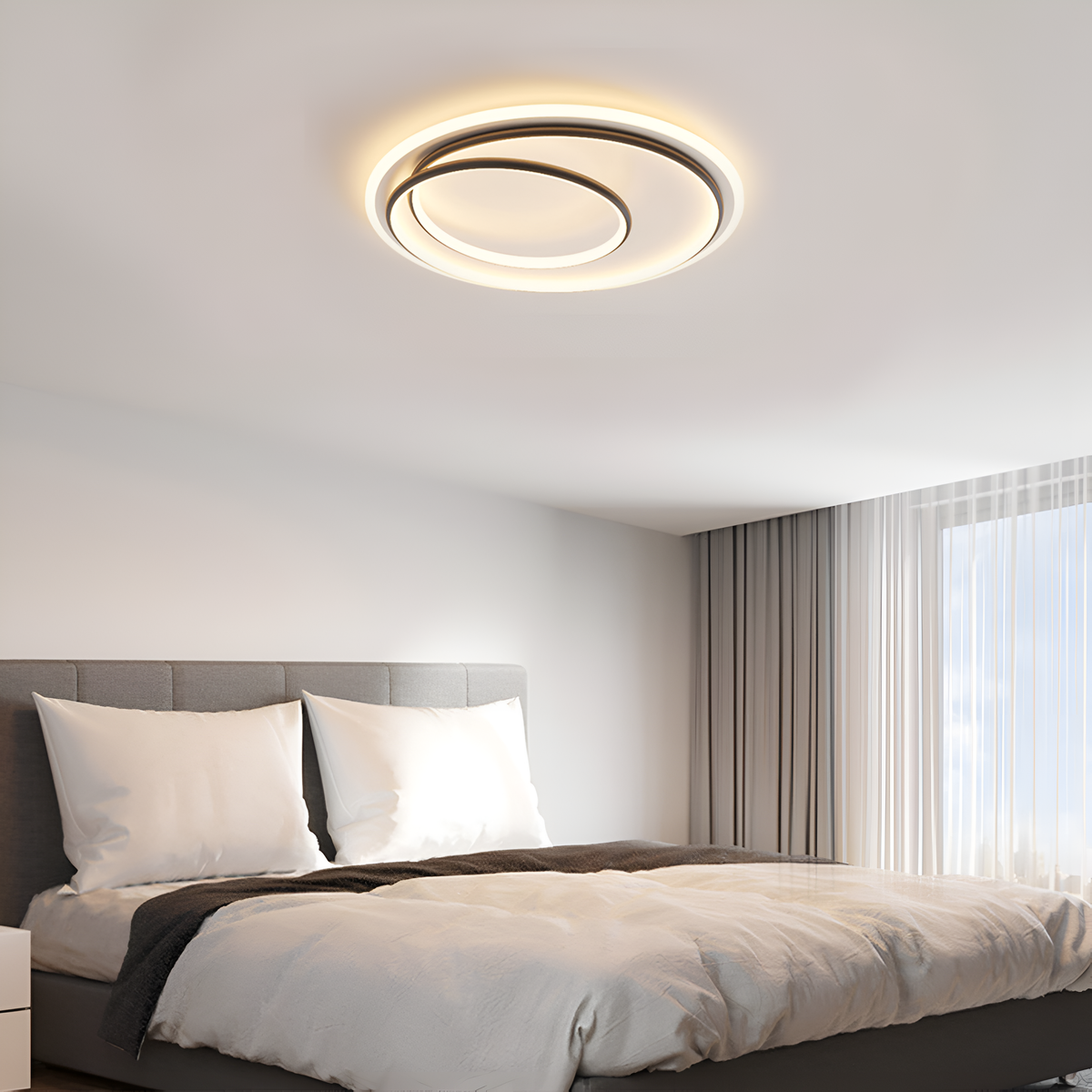 Стельовий світлодіодний світильник з пультом Geometry White + Black 60W LED 250431-100004656