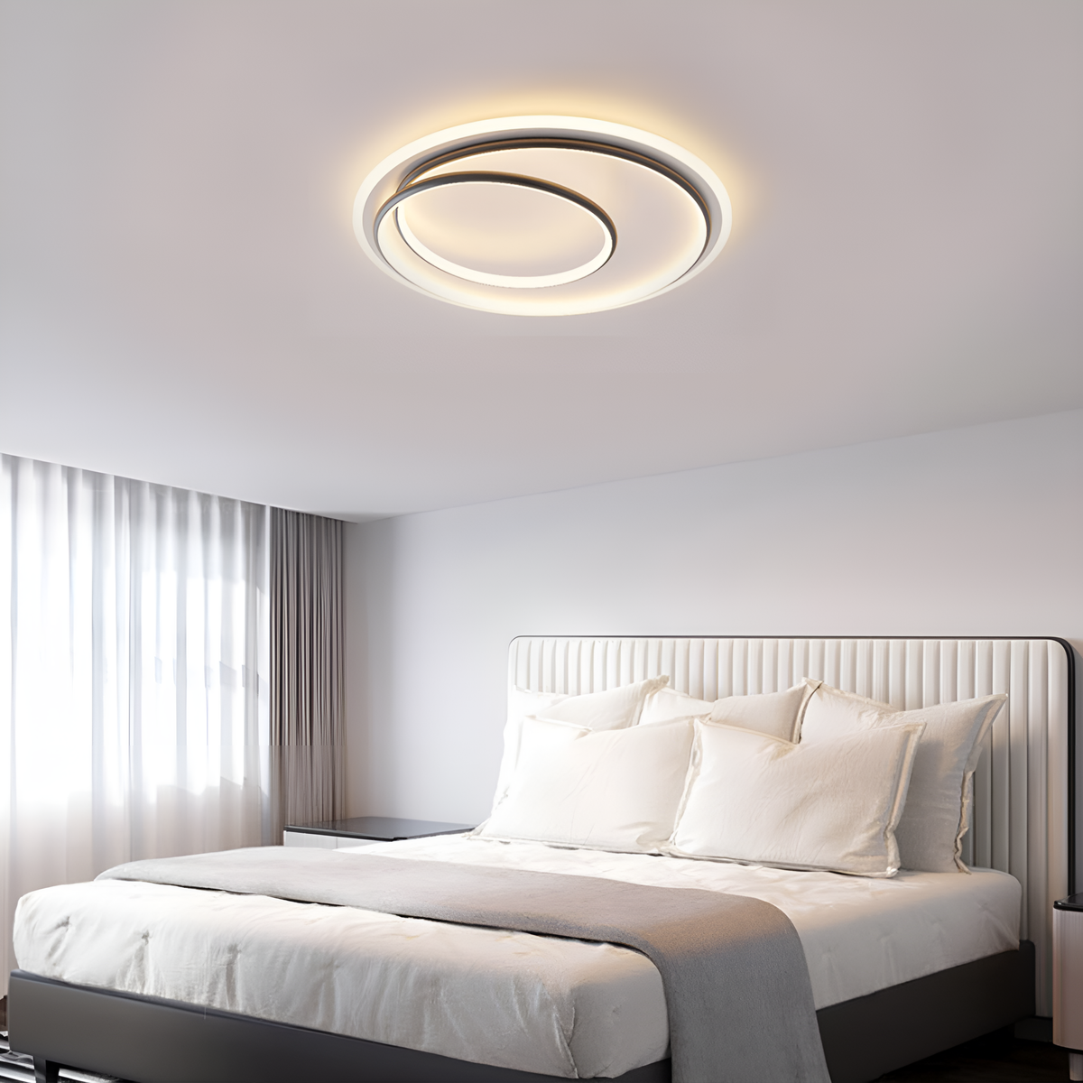 Стельовий світлодіодний світильник з пультом Geometry White + Black 60W LED 250431-100004656