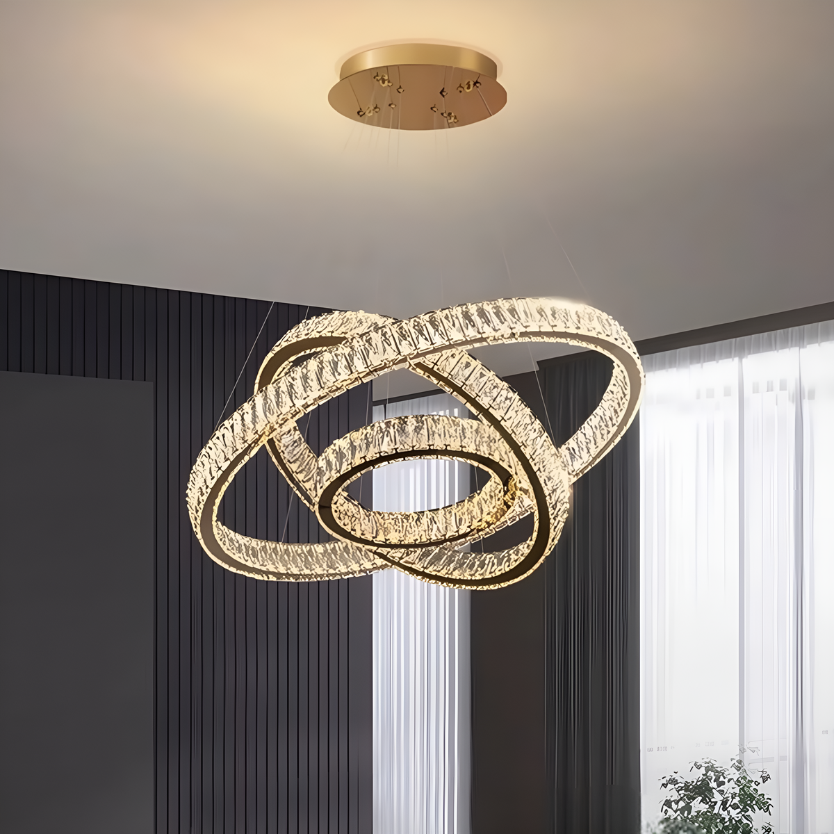 Люстра Triple Crystal Rings 65 cm + 45 cm + 25 cm Gold 250676-100005146