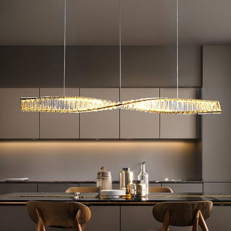 Підвісний світильник L-100 cm Led 54W 3000K 4000K 6000K Gold Diamond line Crystal 241122-100003968