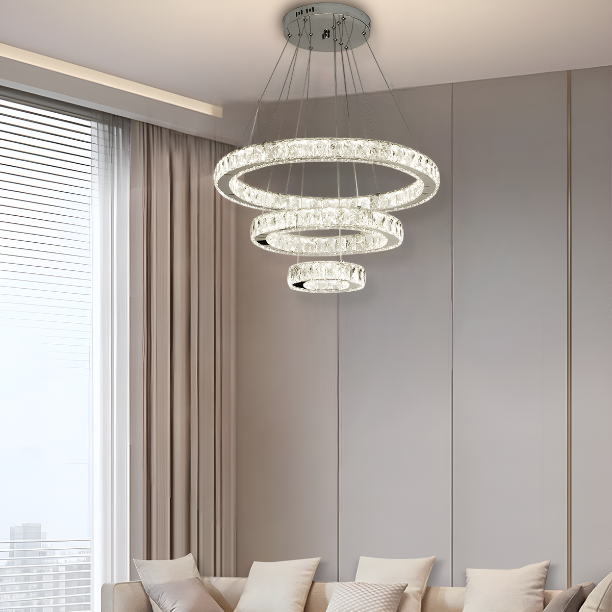 Люстра Triple Crystal Rings 60 cm + 40 cm + 20 cm Chrome 250676-100005143