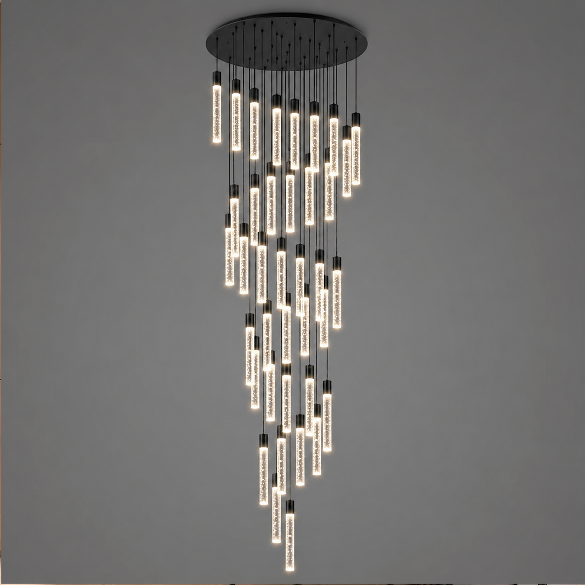 Каскадна люстра чорна D-80 cm Led 235W 4000K Black Cascade Imitation Bubbles 260522-100008007