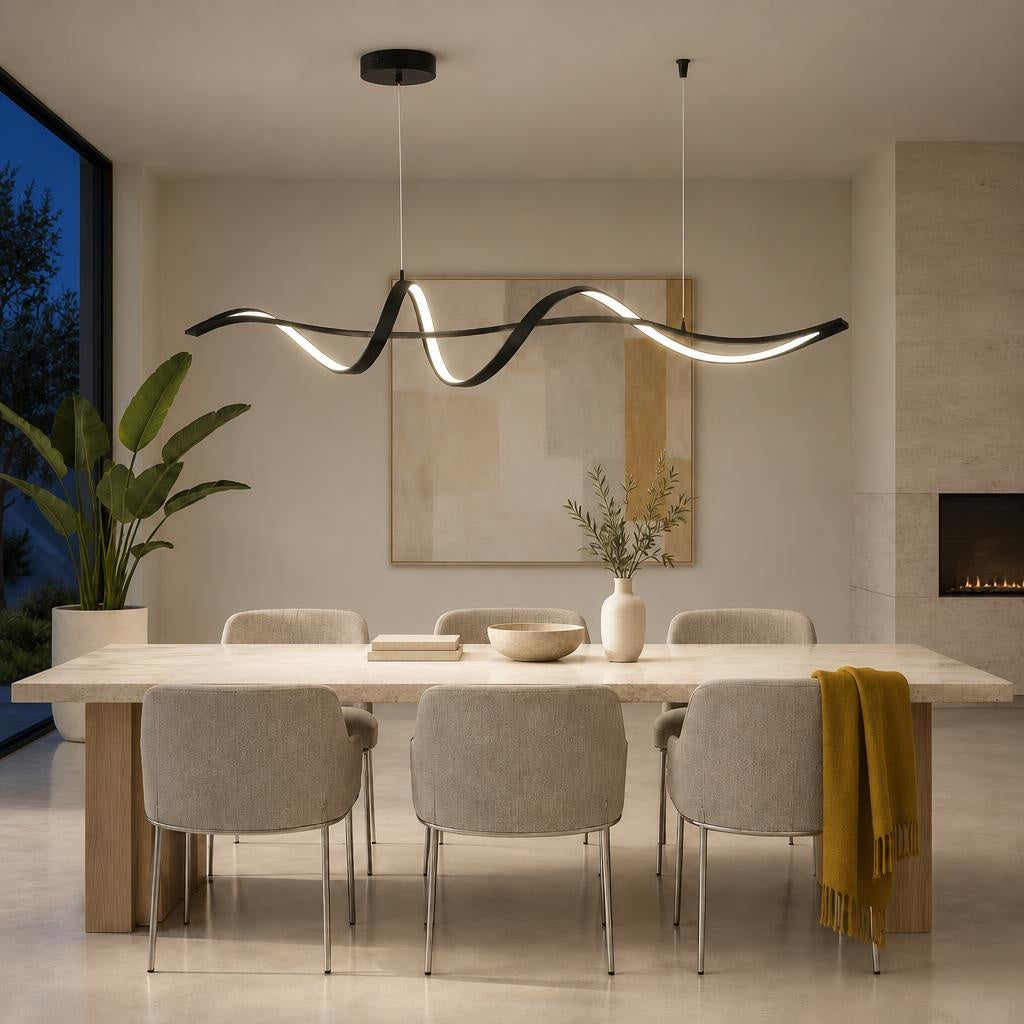 Увечері: Підвісна люстра з металу й силікону