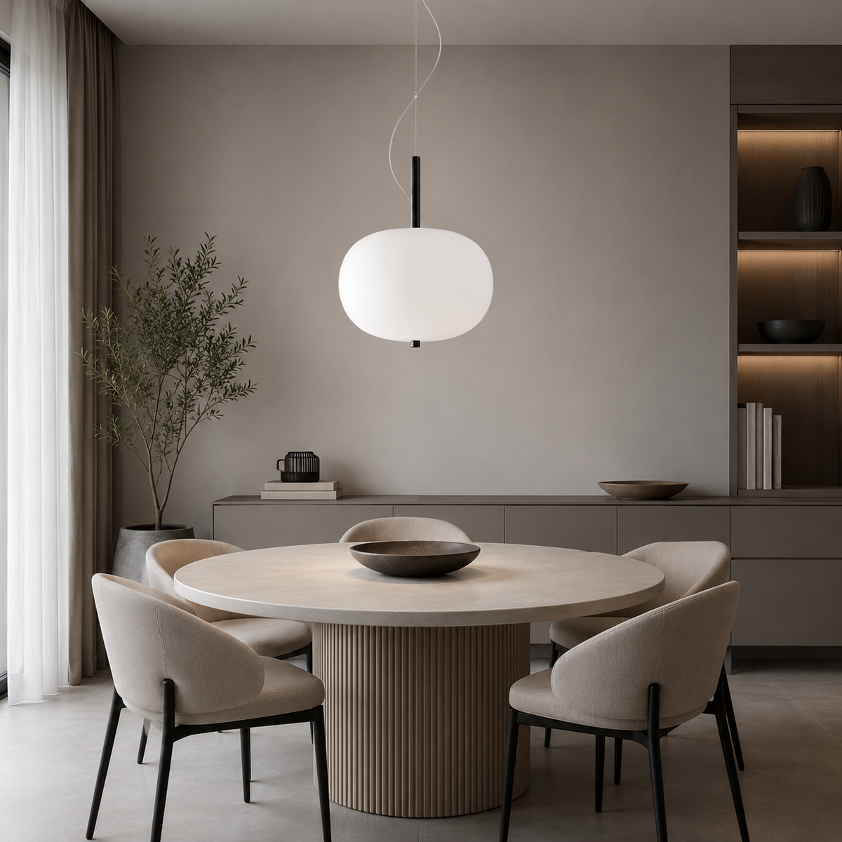Підвісний білий світильник D-24 cm / 30 cm Led 6W / 9W White+ Black Former ball 260658-100008277