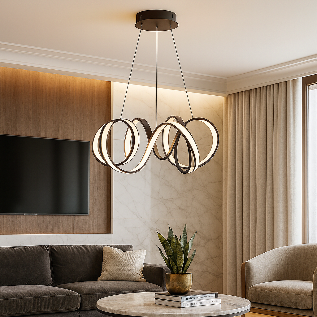Люстра чорна підвісна D-50 cm / 70 cm Led 42W / 62W Curly ring titanium black 251018-100006284
