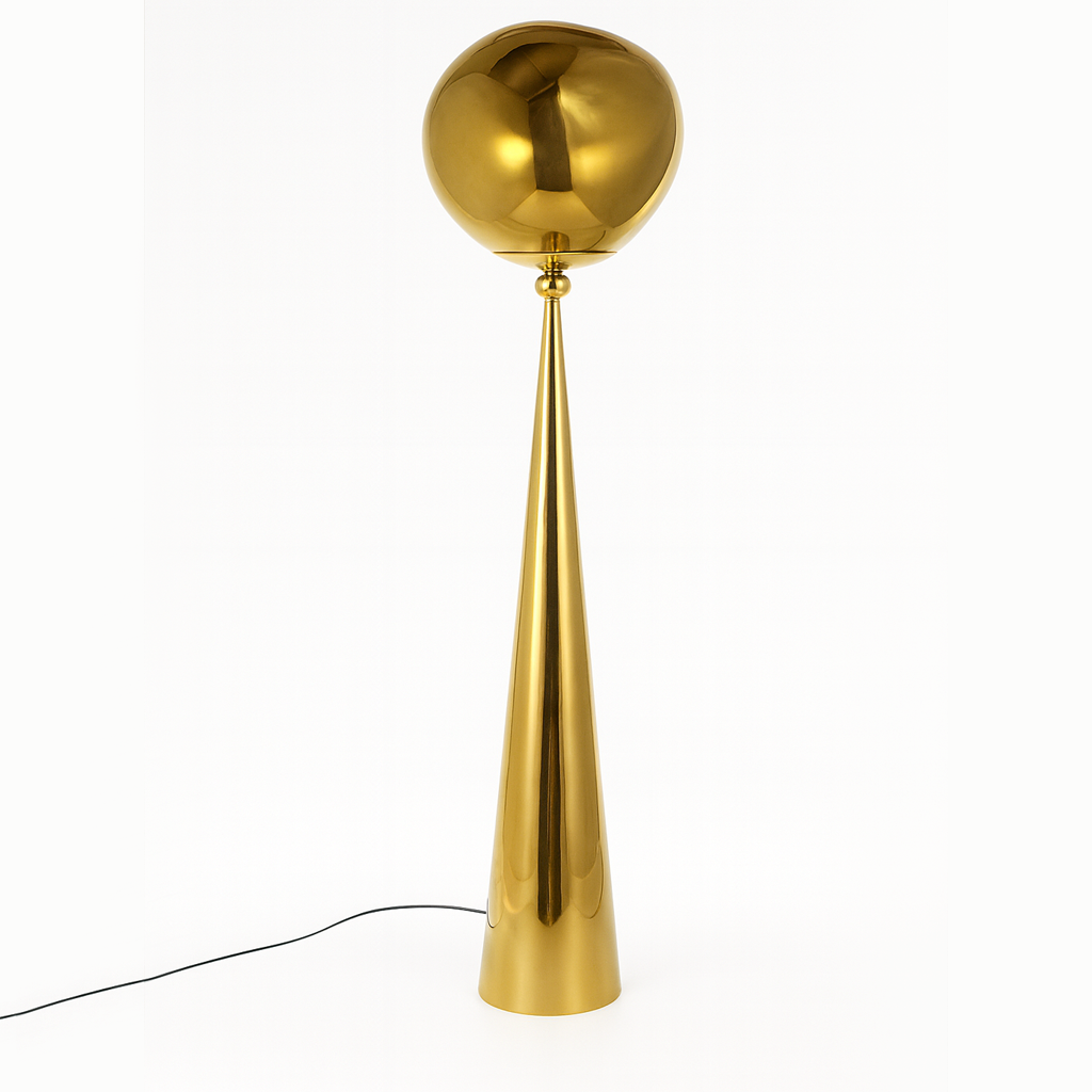 Торшер золотий з плафоном органічної форми H-155 cm E27 Gold Melt plazma floor lamp 250931-100006060
