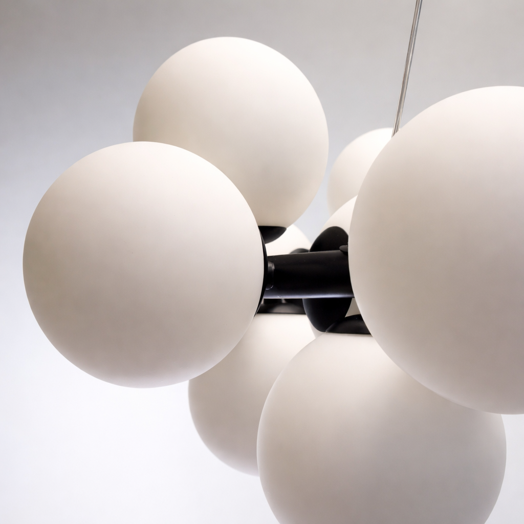Люстра підвісна чорна з білими плафонами D-70 cm / 80 cm G9x25 Black+White Bubbles 260135-100007287