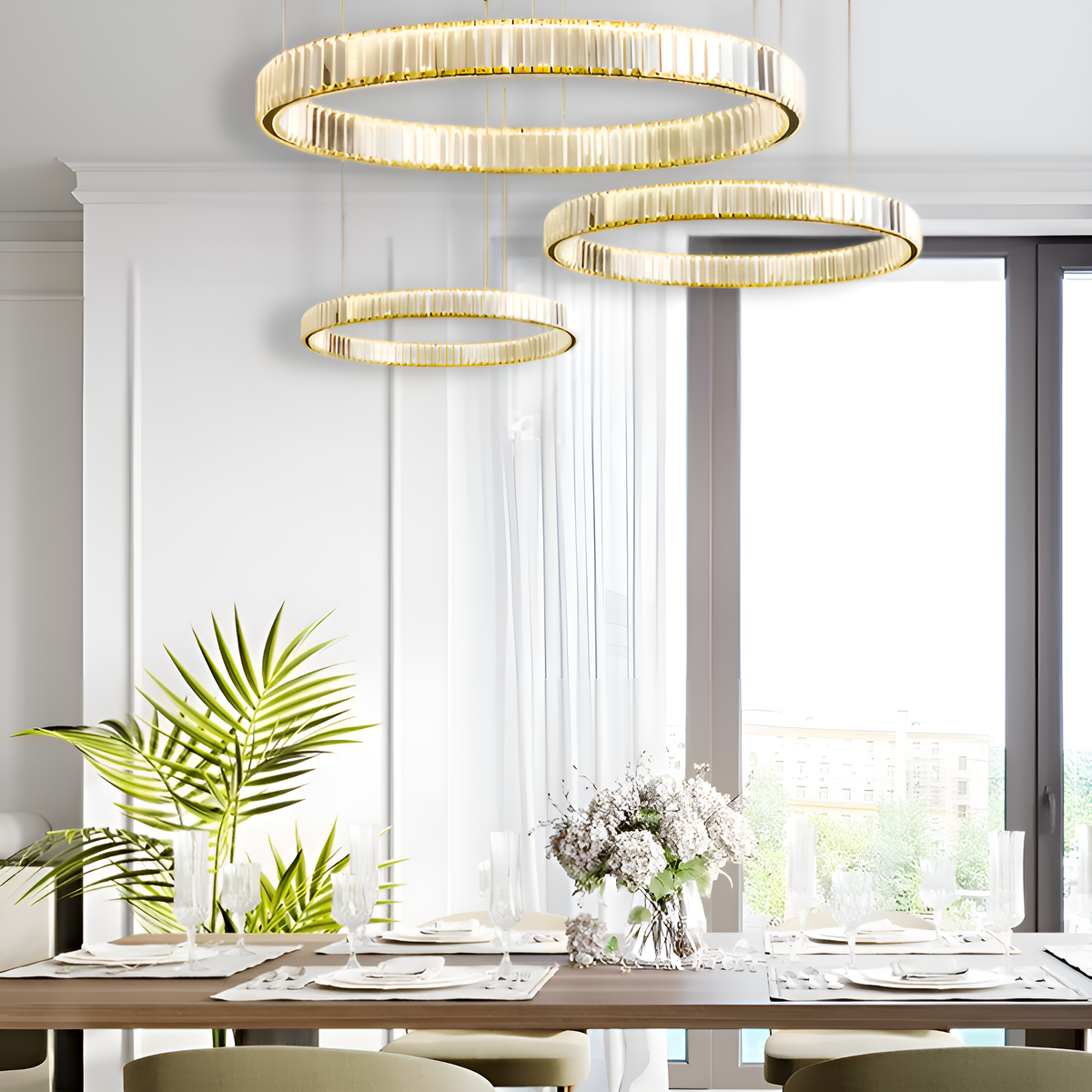 Підвісний світильник Brass ring luxury 30-50-70 Led 103W 3000K-6000K Gold 250235-100004202