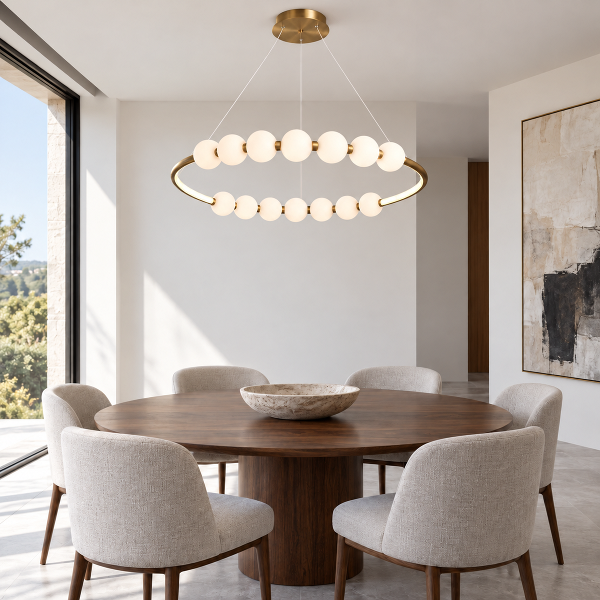 Люстри підвісні золоті Перлини Pearls circle D-60 см / D-80 см 230918-100002492