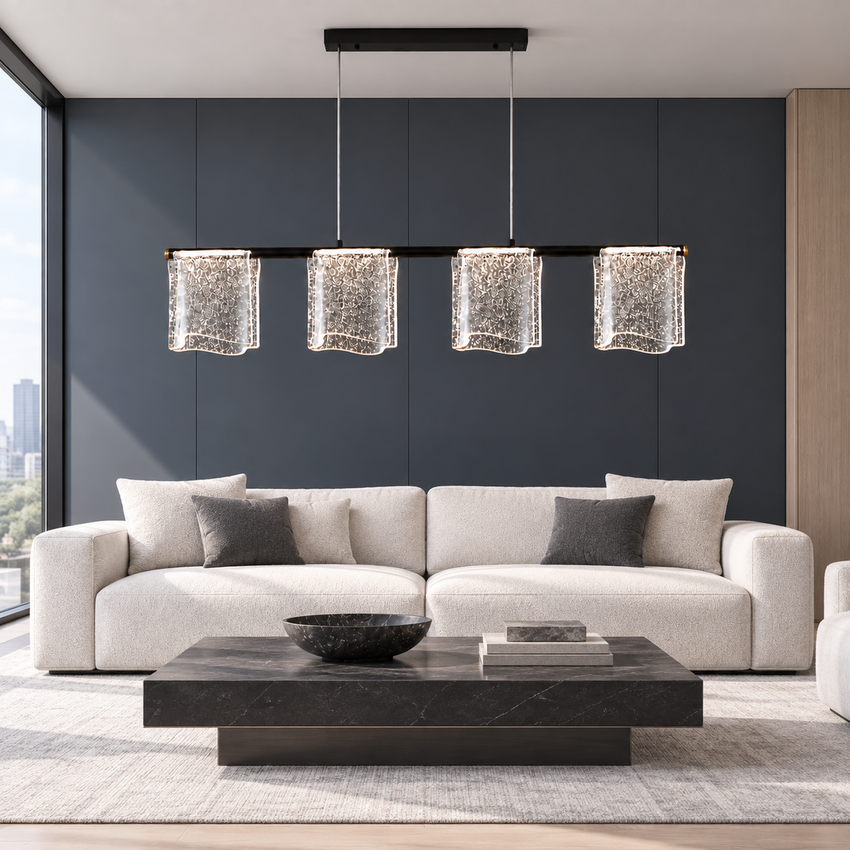 Підвісна люстра чорна L-120 cm Led 44W 3000K-6000K Black Aurora 261035-100009052