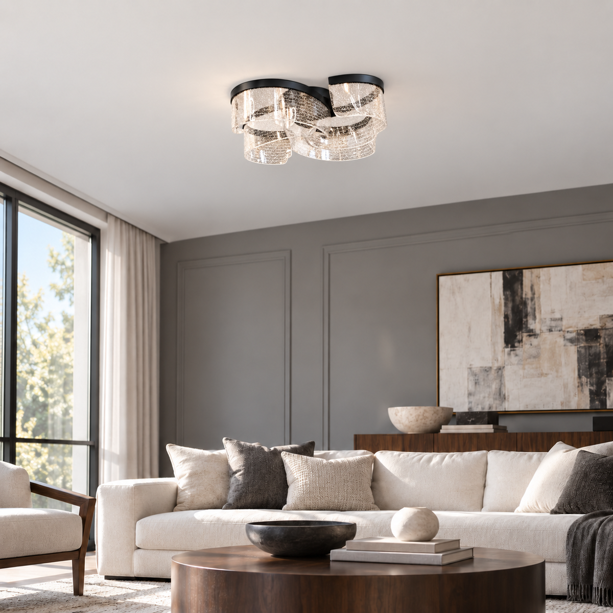Стельова люстра чорна L-51 cm Led 44W 3000K-6000K Black Aurora 261035-100009054