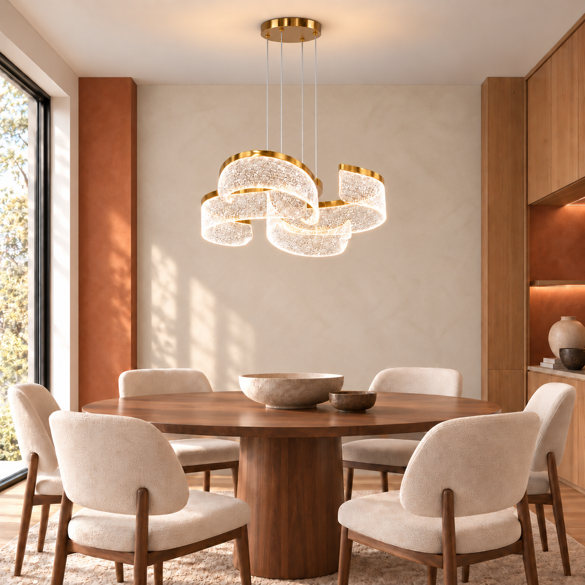 Підвісна люстра золота D-52 cm Led 43W 3000K-6000K Gold Aurora 261035-100009055
