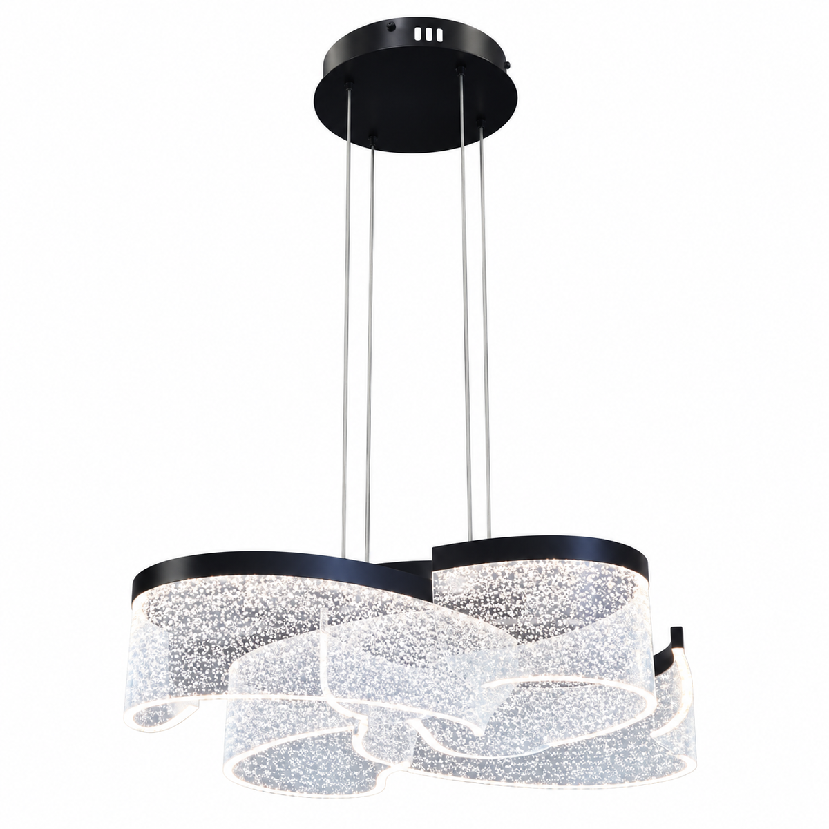 Підвісна люстра чорна D-52 cm Led 43W 3000K-6000K Black Aurora 261035-100009057