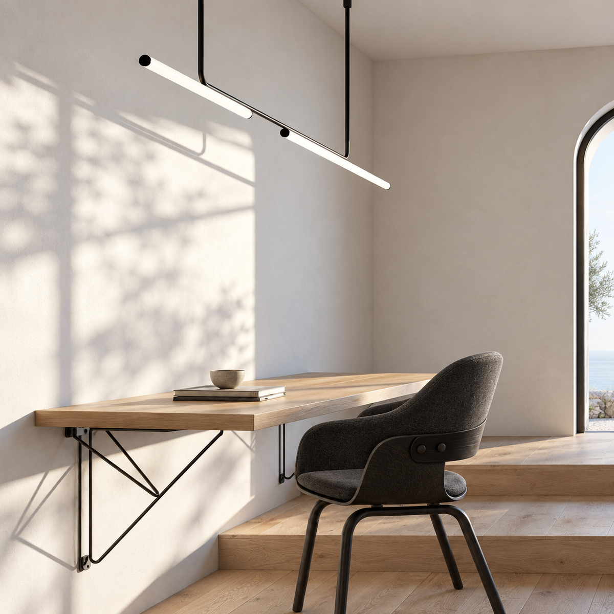Підвісні світильники L-150 cm / L-180 cm / L-210 cm / L-320 cm Led Black+White Simple long 261058-100009069