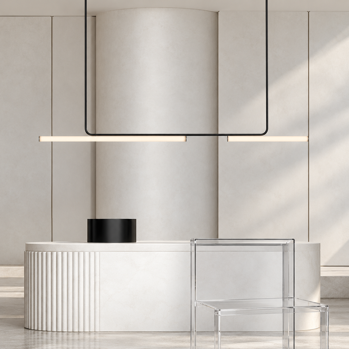 Підвісні світильники L-150 cm / L-180 cm / L-210 cm / L-320 cm Led Black+White Simple long 261058-100009069