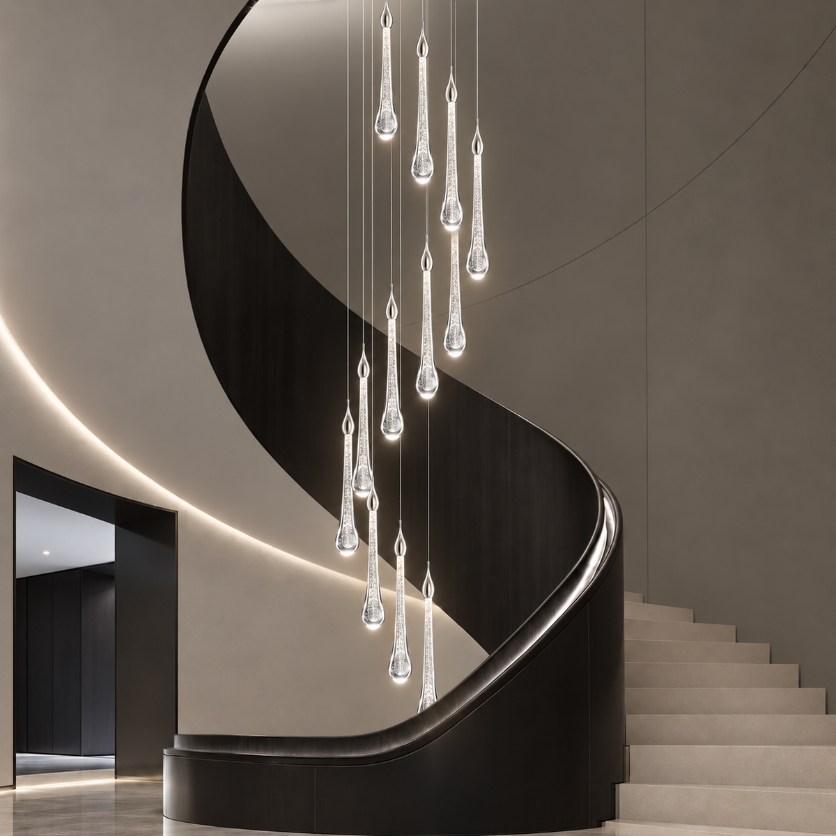 Каскадні люстри срібні D-40 cm / D-50 cm Led Chrome+White Cascade 261058-100009071