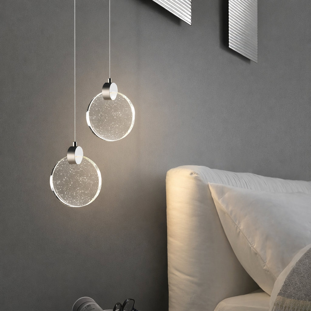 Підвіс срібний з прозорим кришталевим плафоном Led 5W 3000K Coin Chrome 260322-100007653
