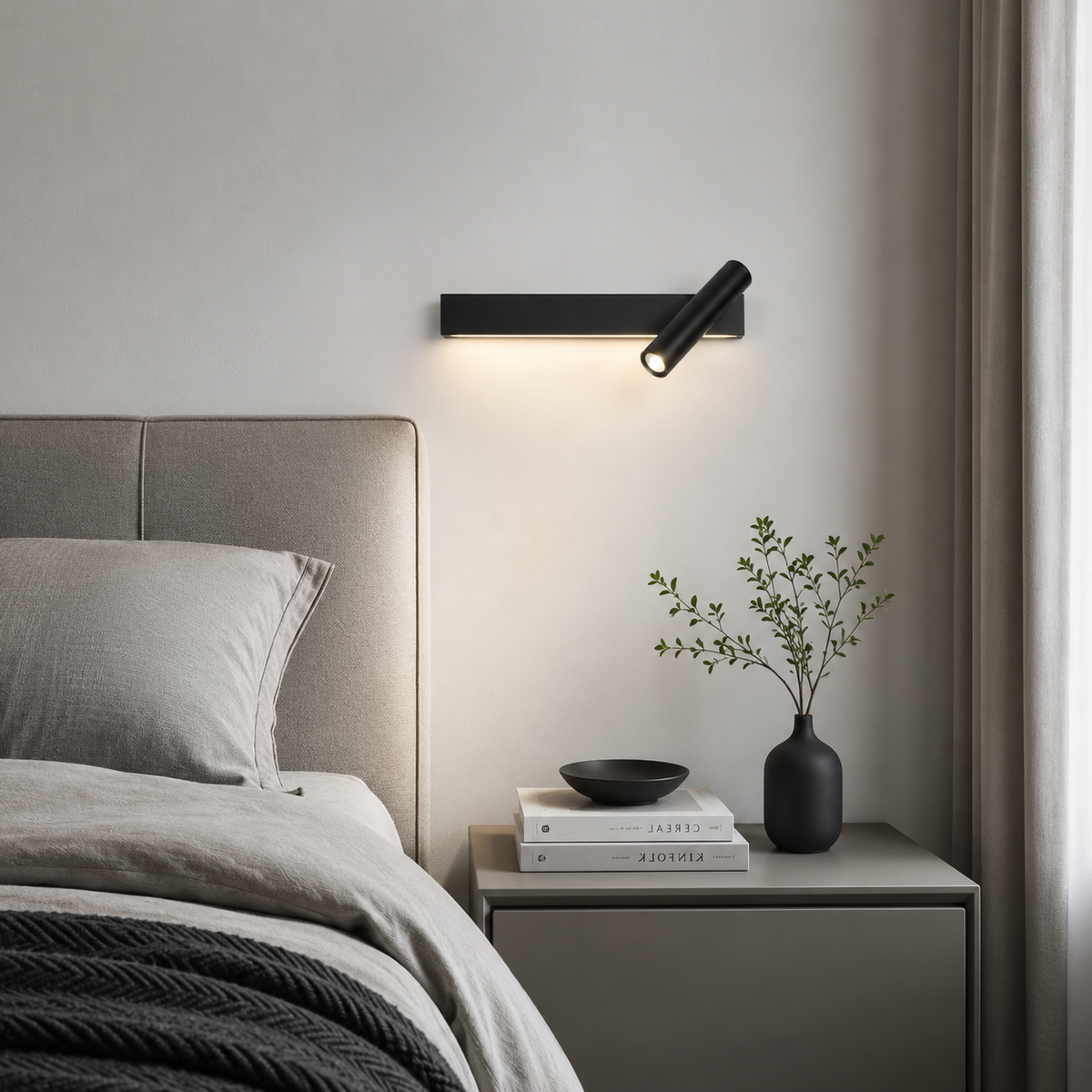 Настінний світильник чорний зі спотом з вимикачем L-25 cm Led Black Spot 260619-100008096