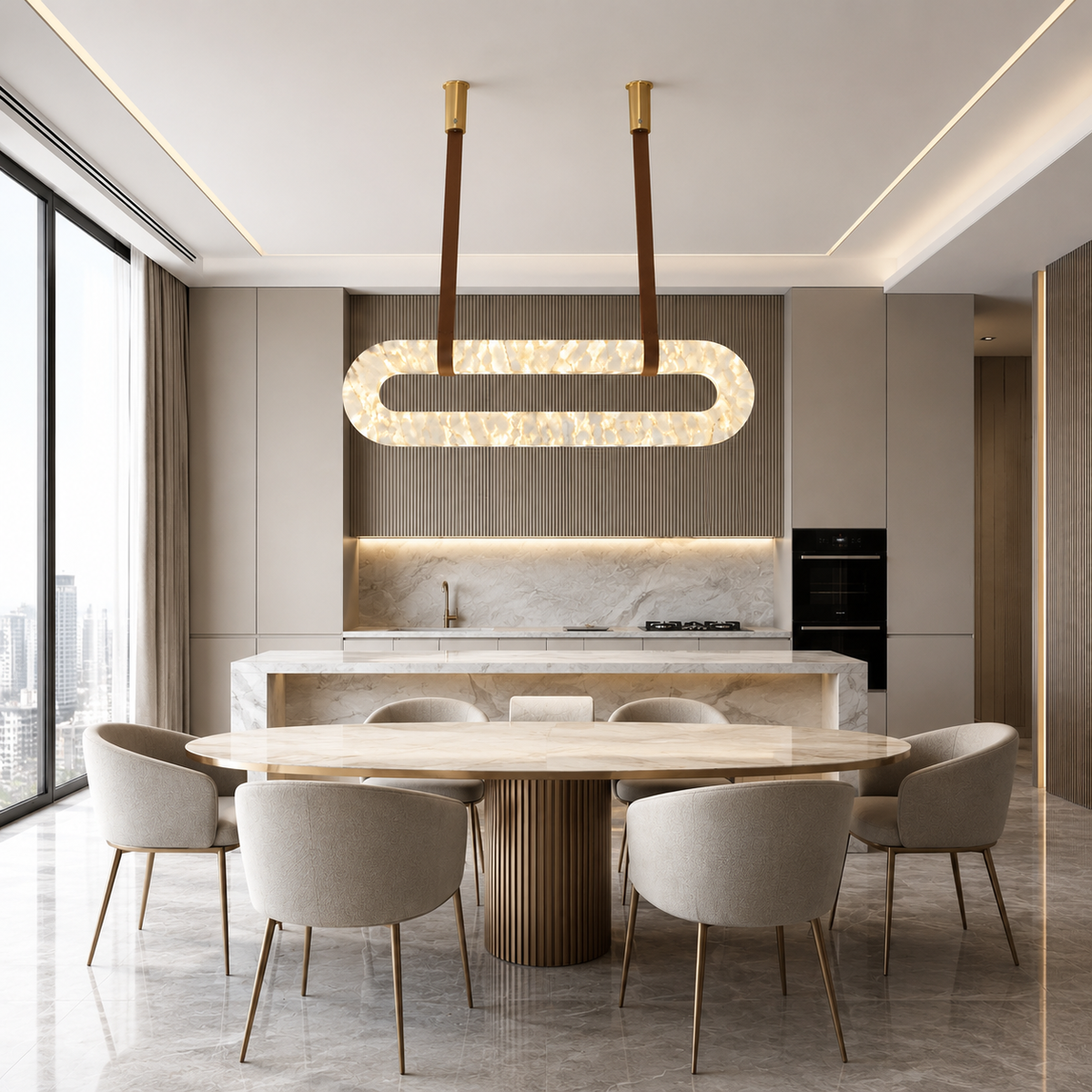 Підвісні люстри L-40 cm / L-60 cm / L-80 cm / L-120 cm Led 3000K-4000K Gold+Brown Marble 260718-100008396