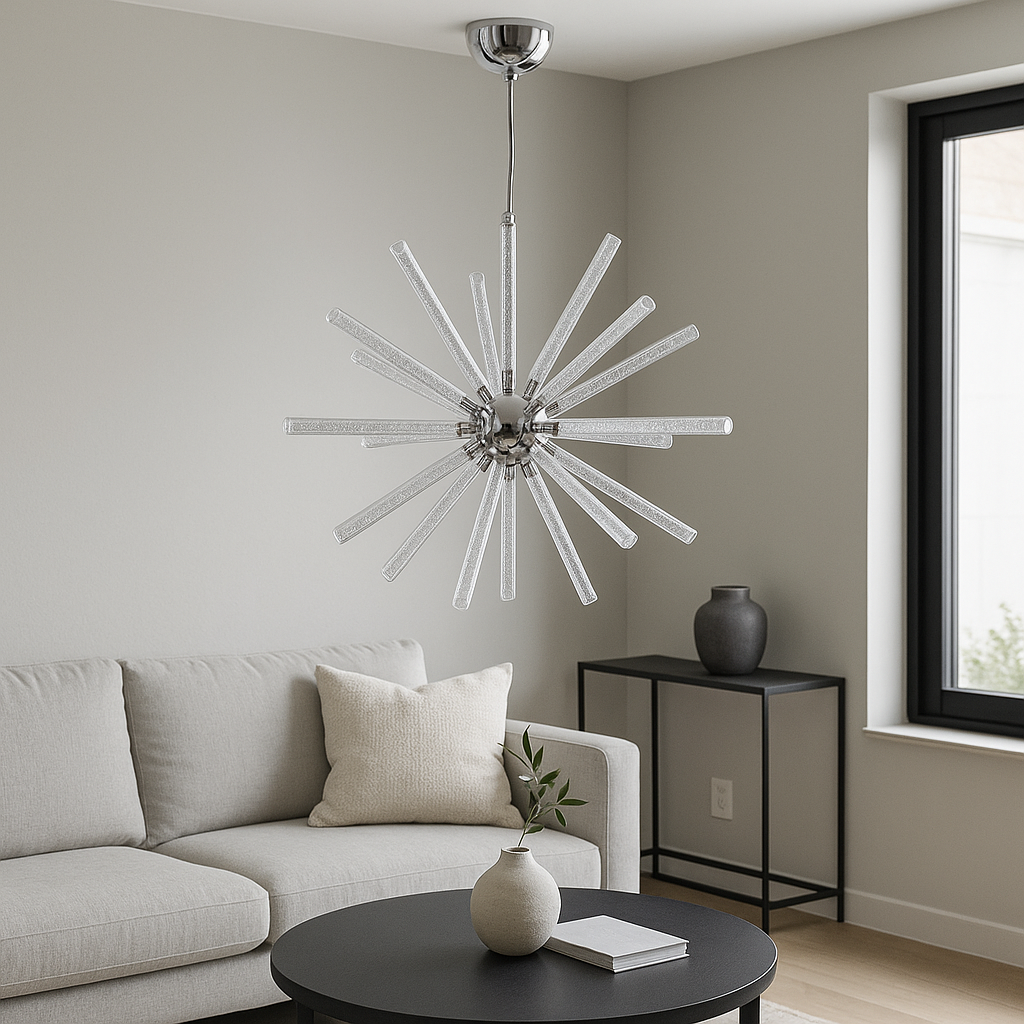 Люстра срібна підвісна Кульбаба D-54cm 20W 4000К Chrome Dandelion 250635-100005177