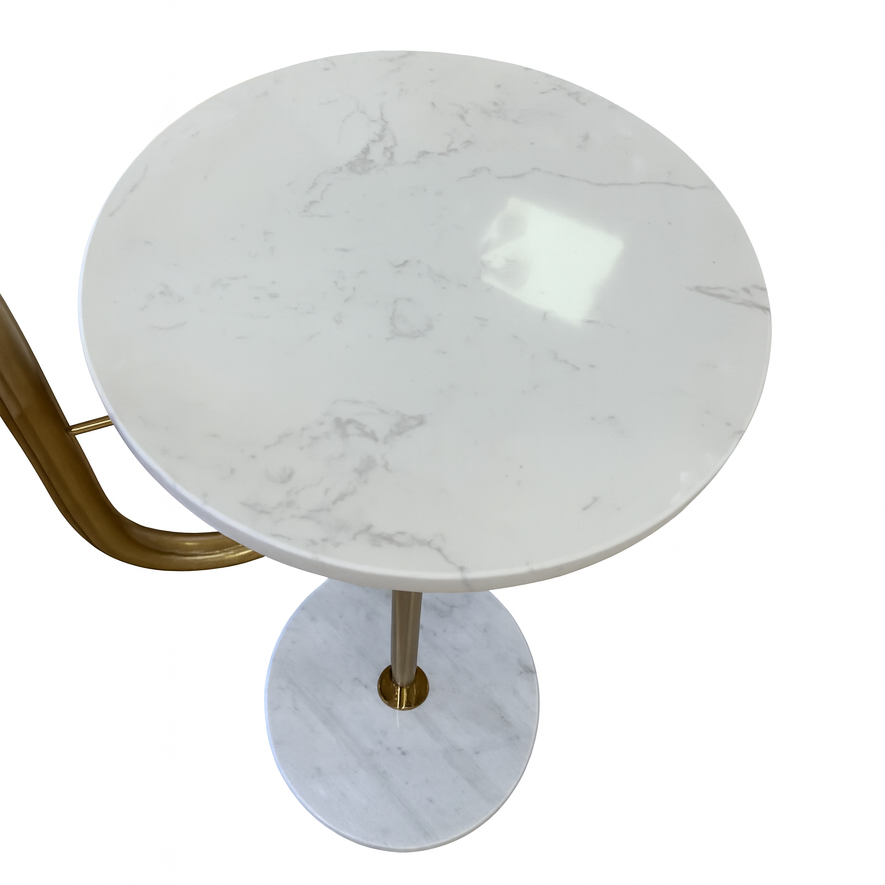 Торшер золотий зі столиком з каменю H-178 cm E27 Gold+White Rod 251265-100006858