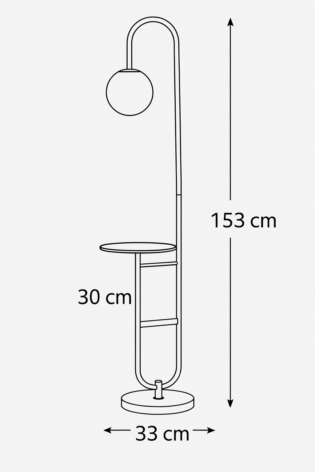 Торшер золотий зі столиком з каменю H-153 cm E27 Gold+White Bollo 251265-100006859