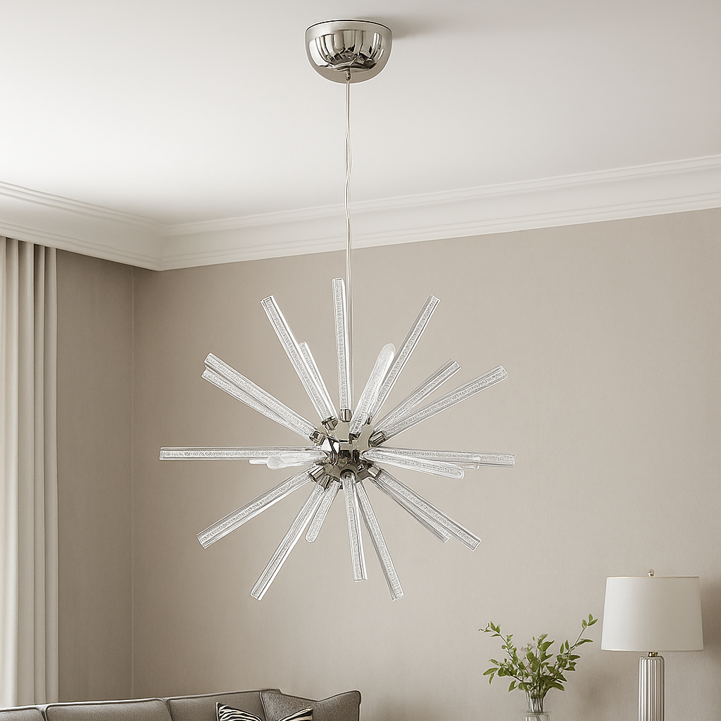 Люстра срібна підвісна Кульбаба D-54cm 20W 4000К Chrome Dandelion 250635-100005177