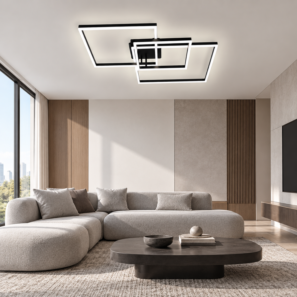Стельова люстра з пультом L-75 cm Led 120W 300К-6000К Black Square 260975-100008853
