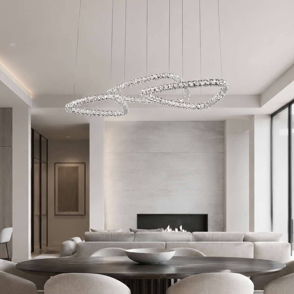 Підвісна люстра срібна D-60+80+60 cm Led 136W Chrome Circle 260817-100008614