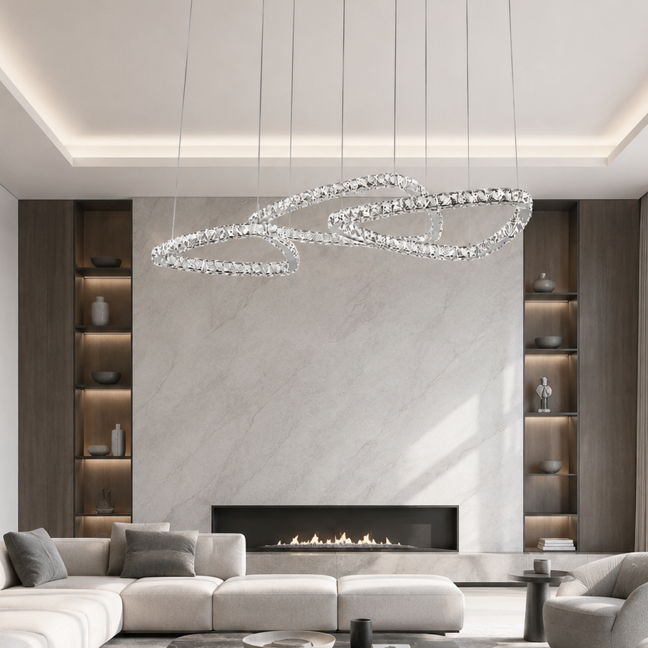 Підвісна люстра срібна D-60+80+60 cm Led 136W Chrome Circle 260817-100008614