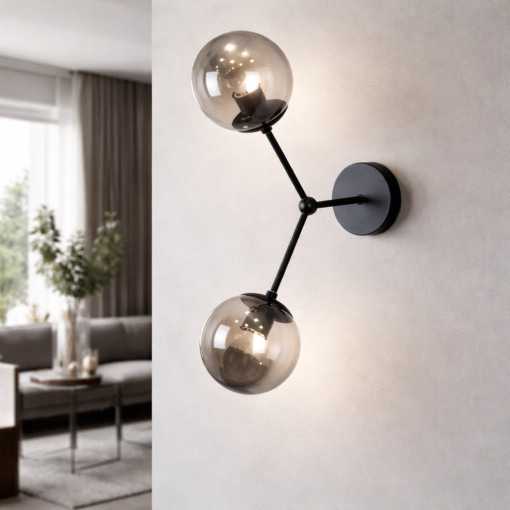 Настінний світильник чорний H-48 E27 Black+Graphit Bubbles 260131-100007106