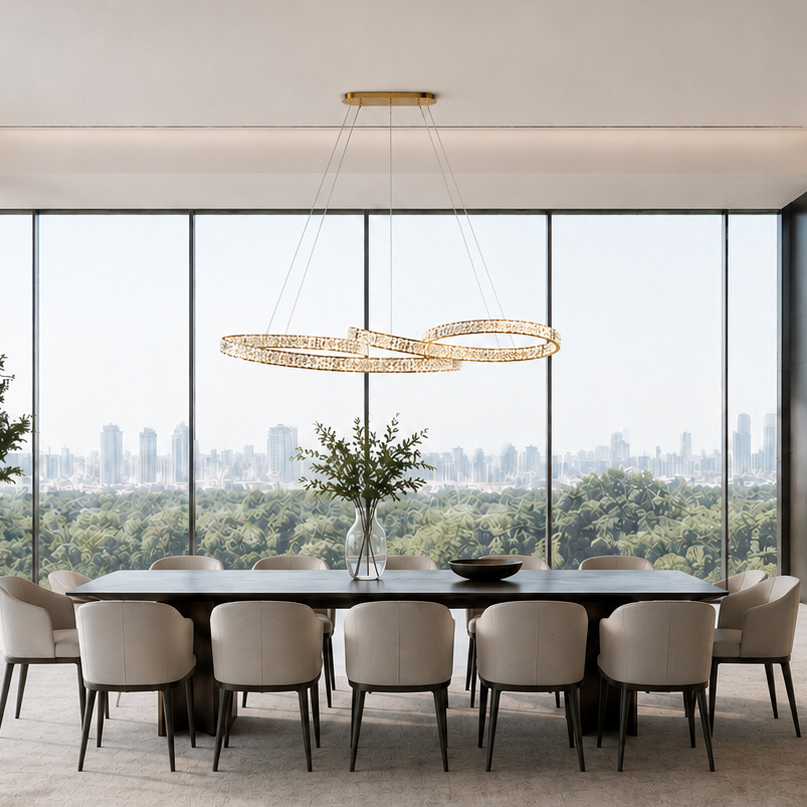 Підвісні люстри золоті L-120 cm / L-160 cm Led Gold Crystal 260817-100008629
