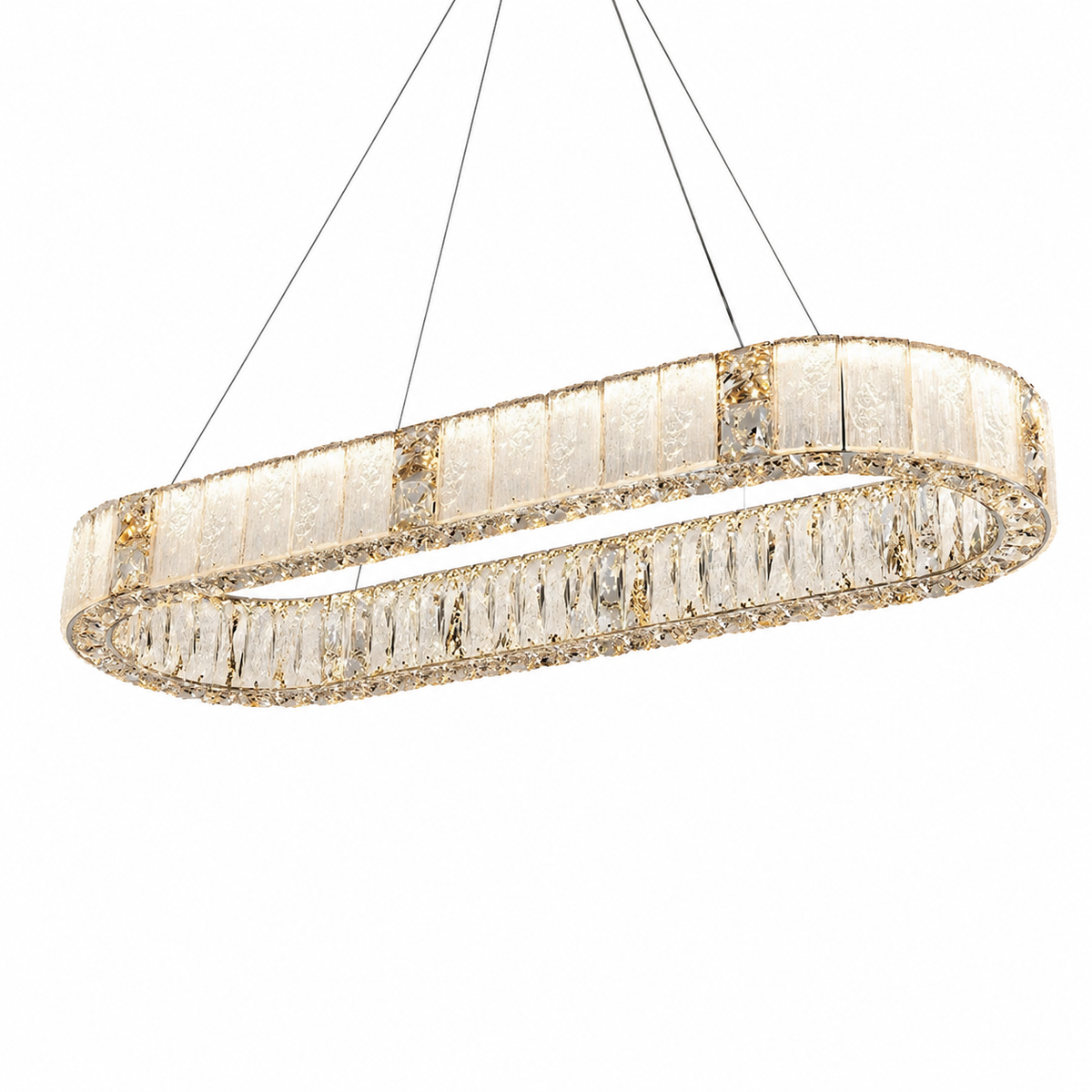 Підвісна люстра срібна видовжена L-120 cm Led 73W Chrome Crystal 260817-100008630