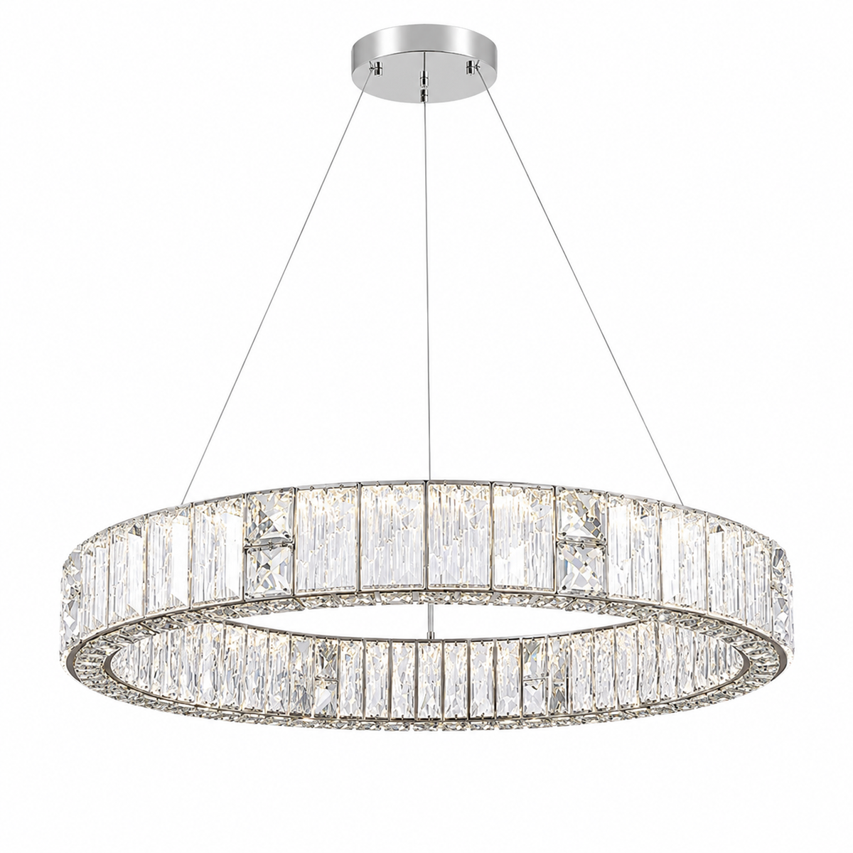 Підвісна люстра срібна D-80 cm Led 85W Chrome Crystal 260817-100008631
