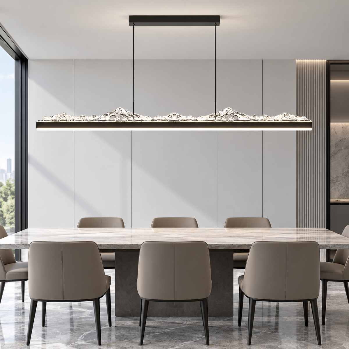 Підвісна люстра видовжена L-120 cm Led 24W 3000K-6000K Black Ice 260918-100008859