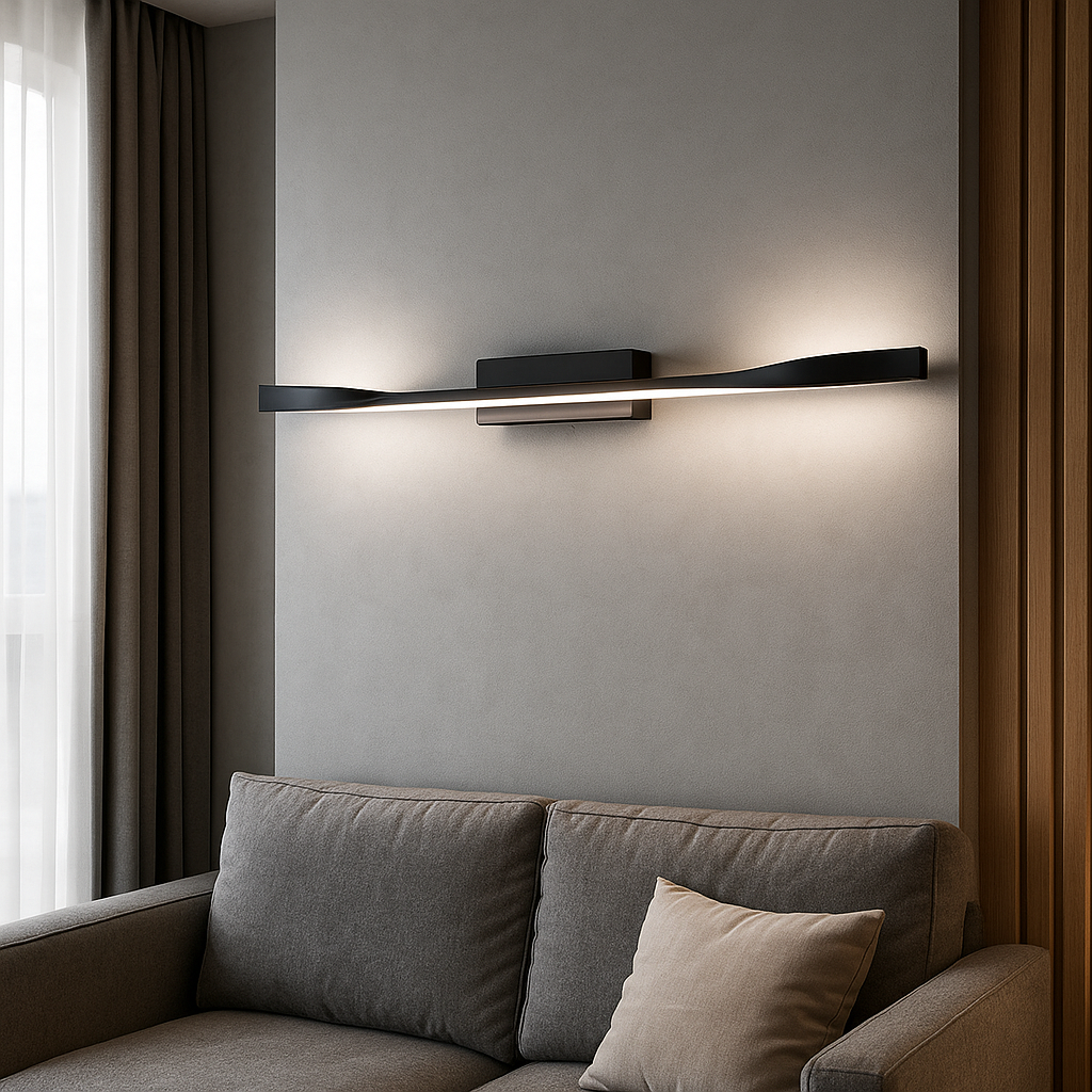 Настінний світильник Line and wave 4000K L600 Led 5W / L800 Led 7W / L1000 Led 10W Black 240618-100003356