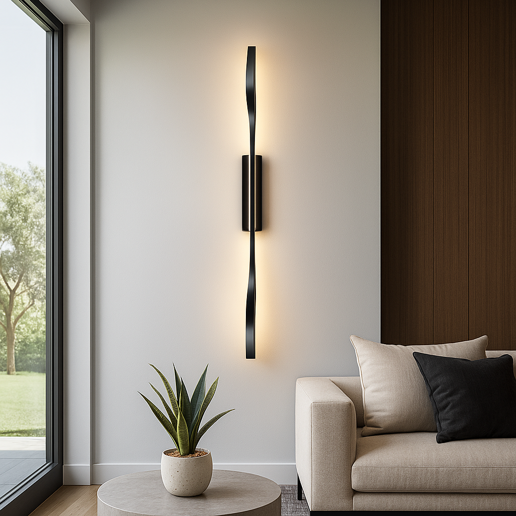Настінний світильник Line and wave 4000K L600 Led 5W / L800 Led 7W / L1000 Led 10W Black 240618-100003356