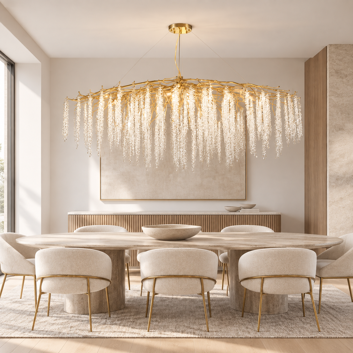 Підвісні люстри золоті L-120 cm / L-160 cm G9 Gold Crystal 260918-100008878